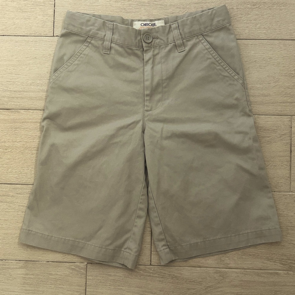 Cherokee Tan Flat Front Shorts Versatile Cotton Twill